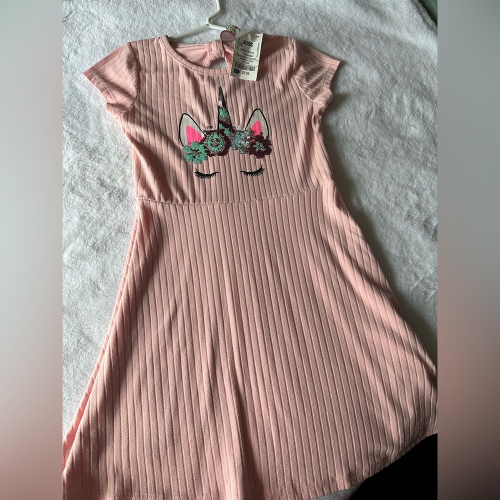 Girls pink unicorn summer dress